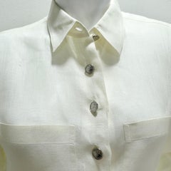 Chanel 90s White Linen Button Down Shirt