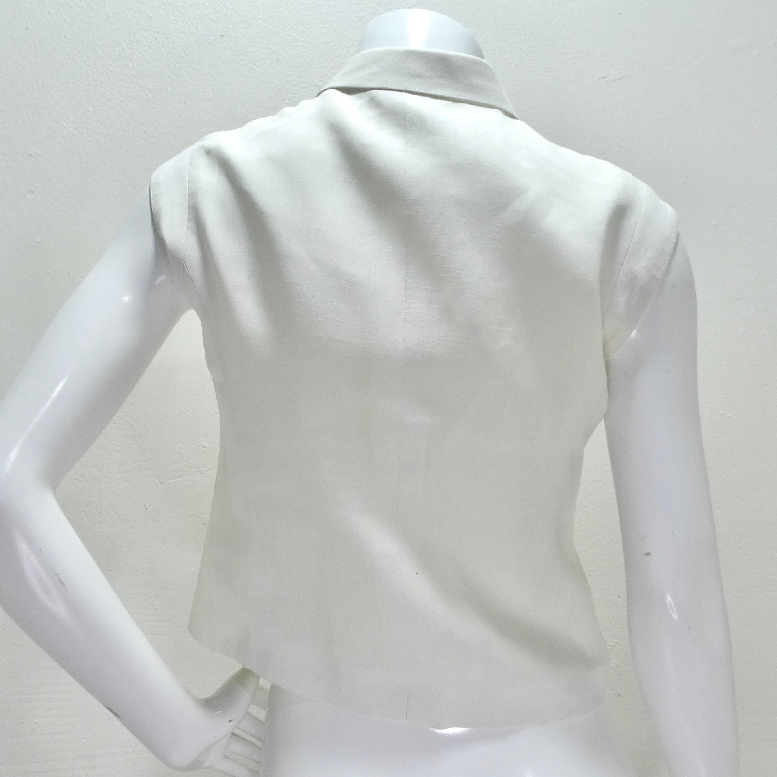 Chanel 90s White Linen Sleeveless Crop Top 1