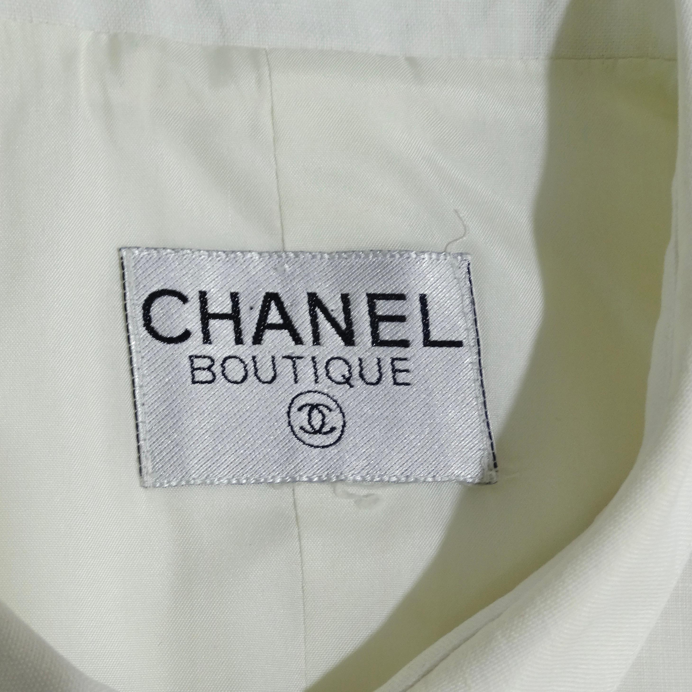 Chanel 90s White Linen Sleeveless Crop Top 3