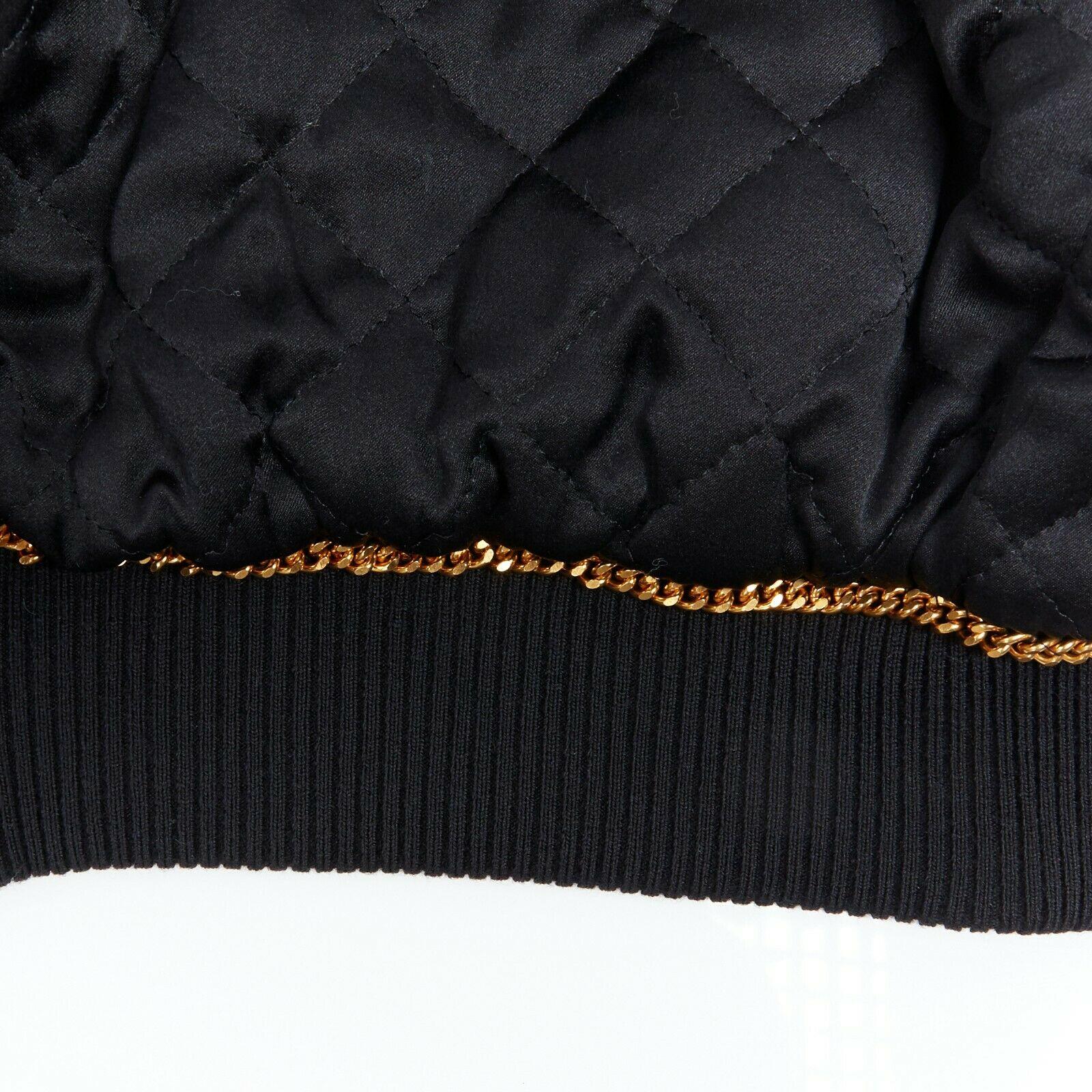 CHANEL 91A black leather diamond quilt drop shoulders hip hop bomber jacket FR40 2