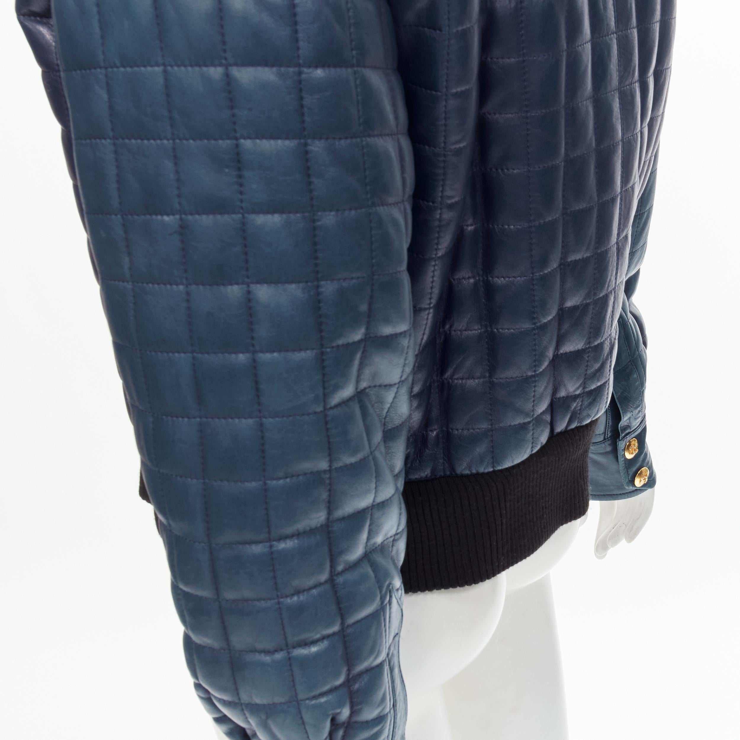 CHANEL 91A  gold 31 Rue Cambon zip charm navy quilted leather jacket FR44 XL 6