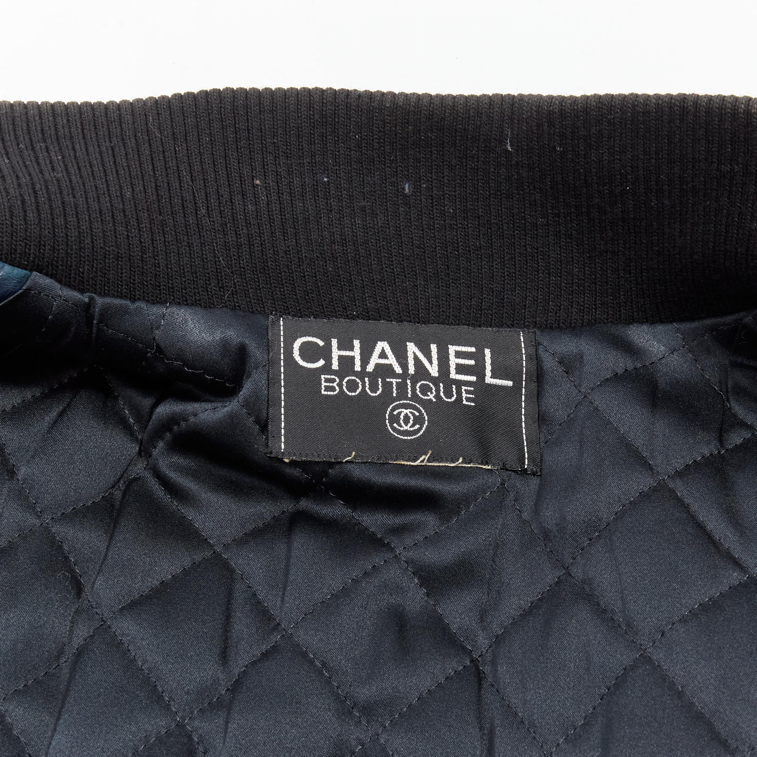 CHANEL 91A  gold 31 Rue Cambon zip charm navy quilted leather jacket FR44 XL 7