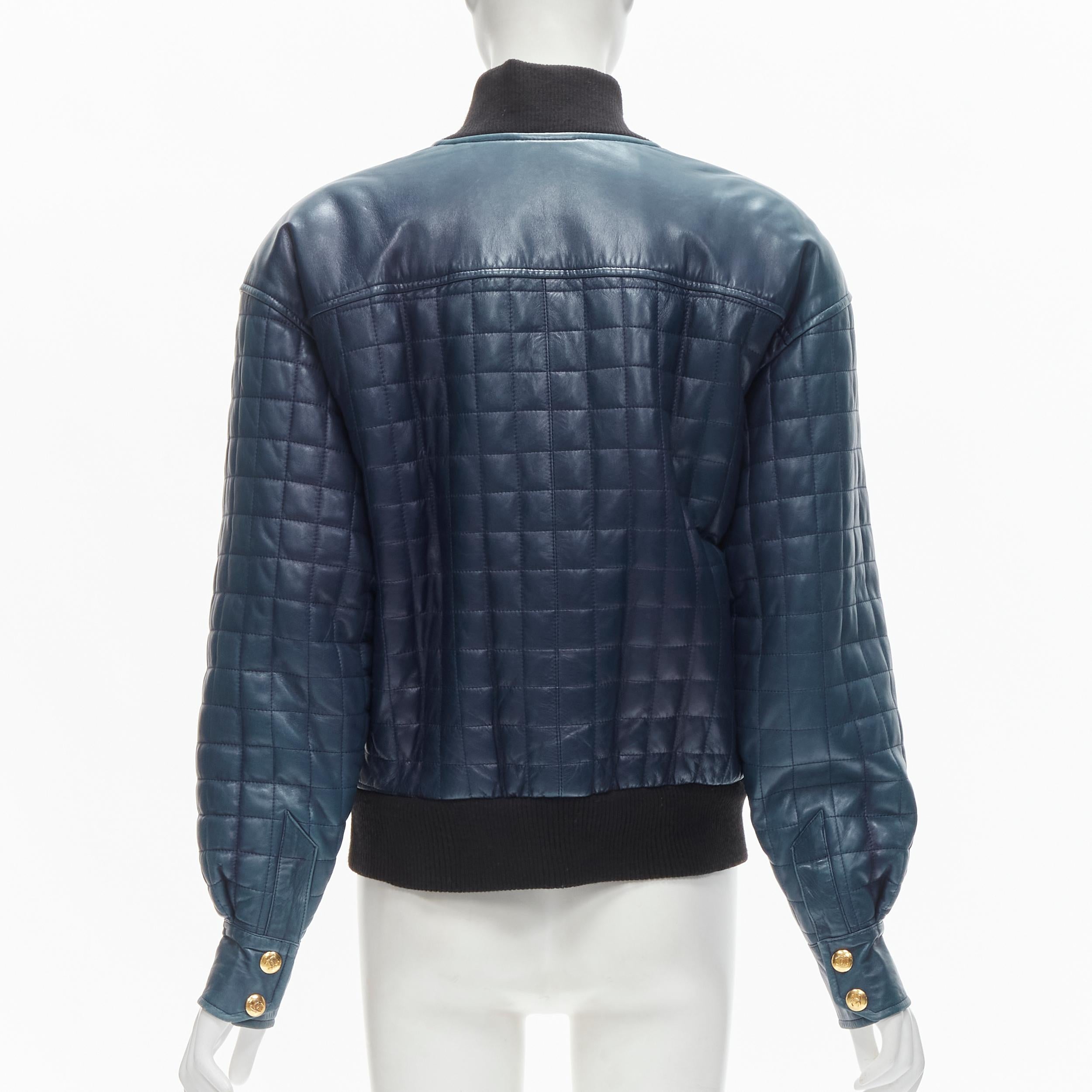 CHANEL 91A  gold 31 Rue Cambon zip charm navy quilted leather jacket FR44 XL 2