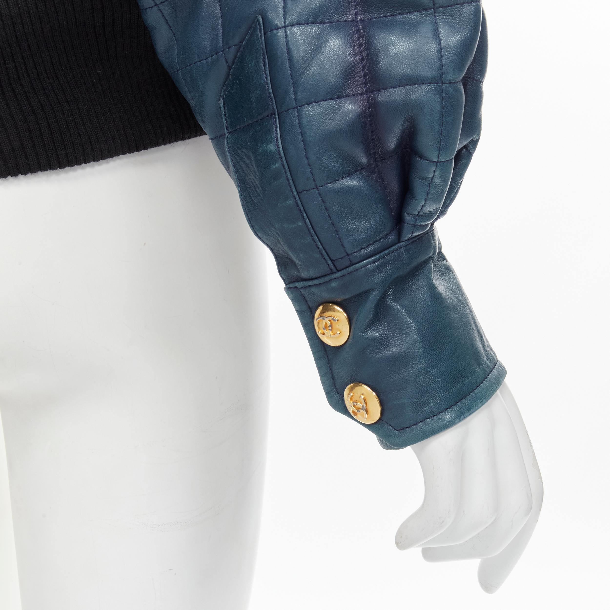 CHANEL 91A  gold 31 Rue Cambon zip charm navy quilted leather jacket FR44 XL 5