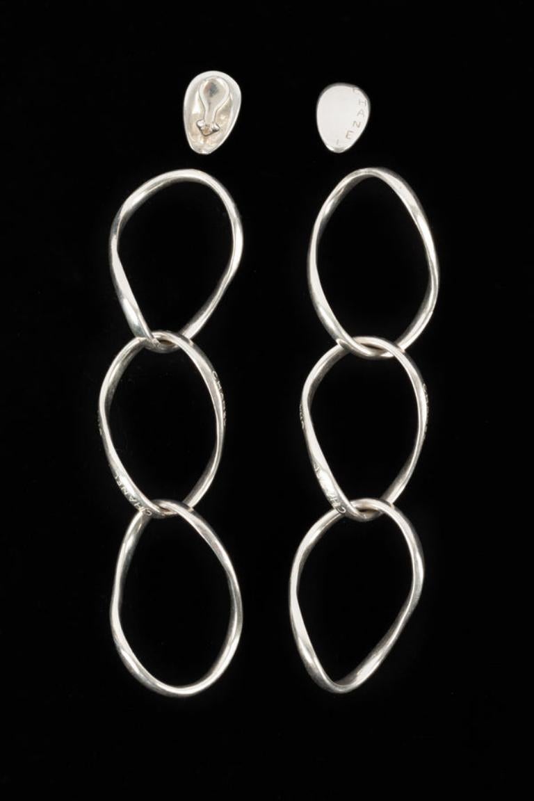 Chanel 925 Sterling Silver Clip-on Earrings For Sale 1