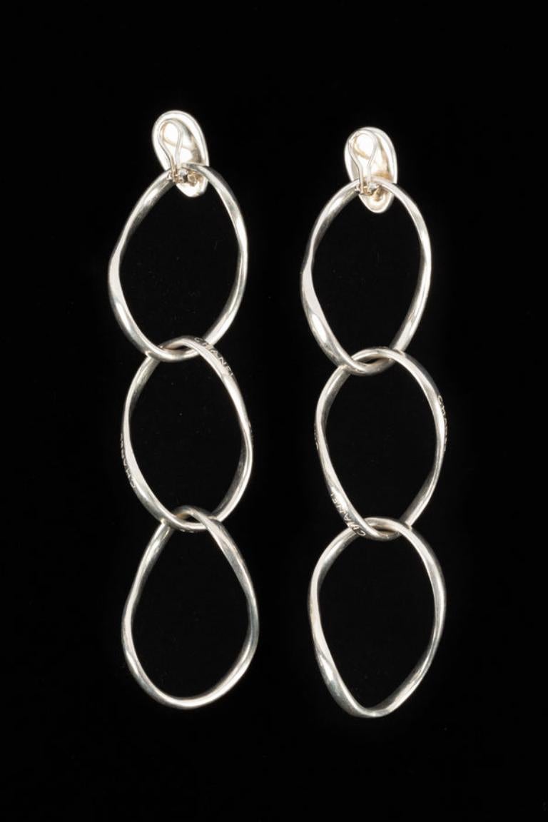 Chanel 925 Sterling Silver Clip-on Earrings For Sale 2