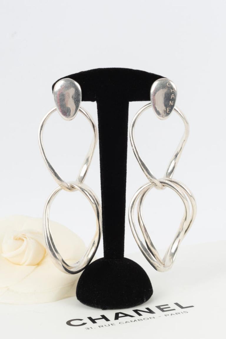 Chanel 925 Sterling Silver Clip-on Earrings For Sale 3