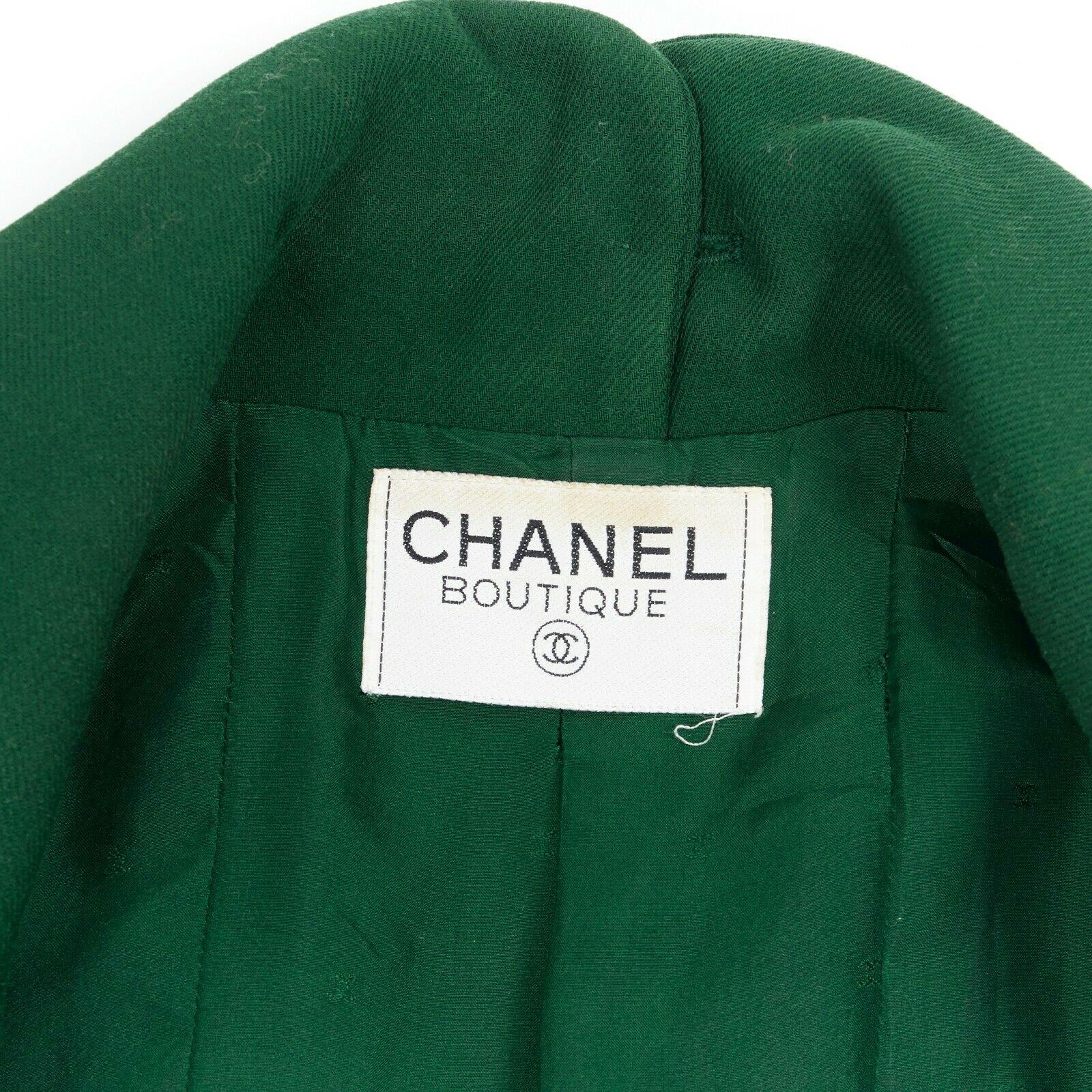 CHANEL 92A vintage emerald green 4 pockets gold buttons tailored jacket 2