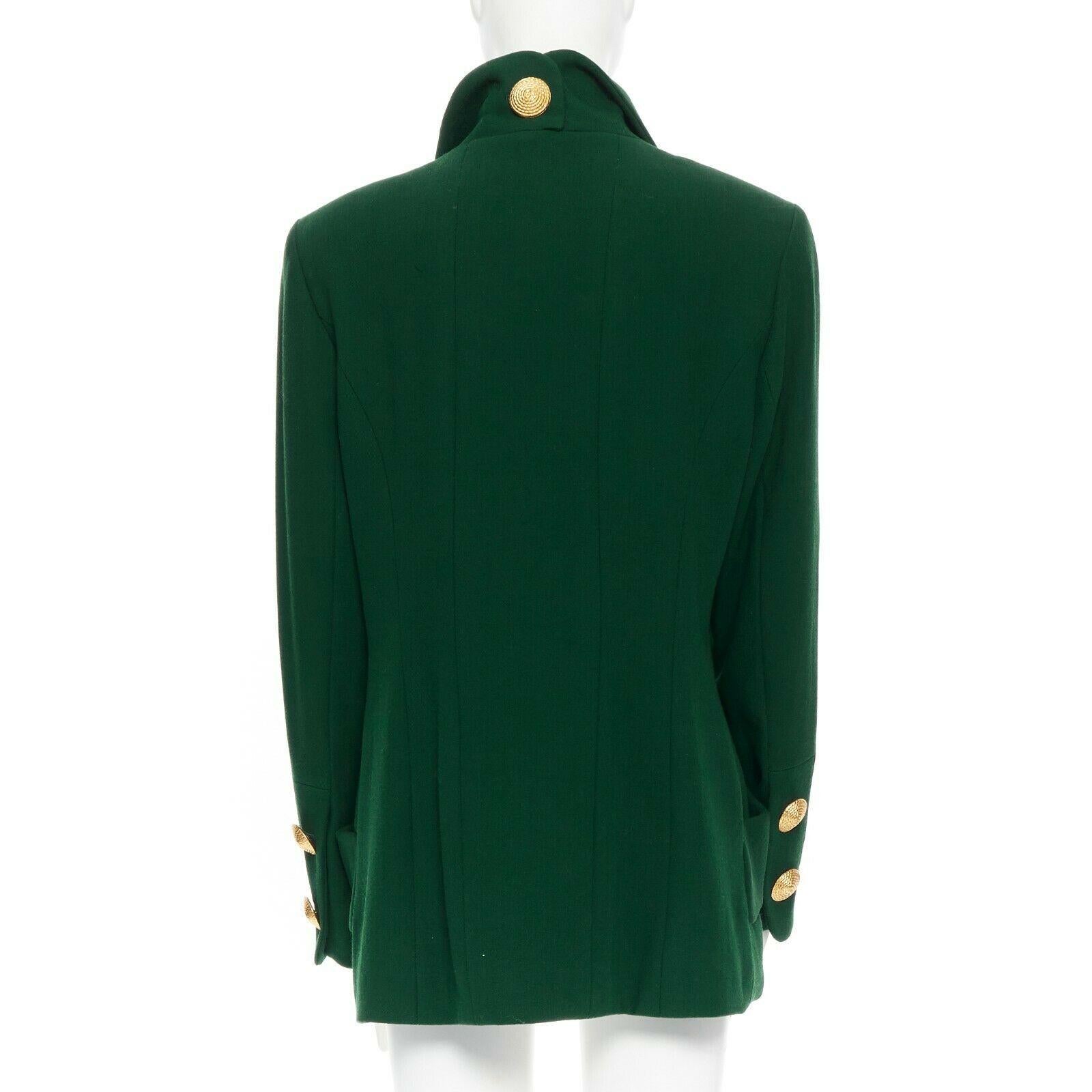Black CHANEL 92A vintage emerald green 4 pockets gold buttons tailored jacket