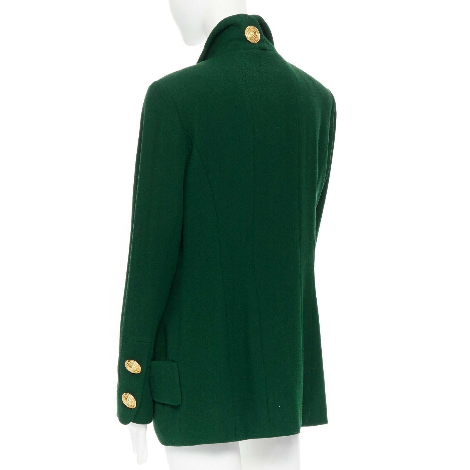 CHANEL 92A vintage emerald green 4 pockets gold buttons tailored jacket In Good Condition In Hong Kong, NT