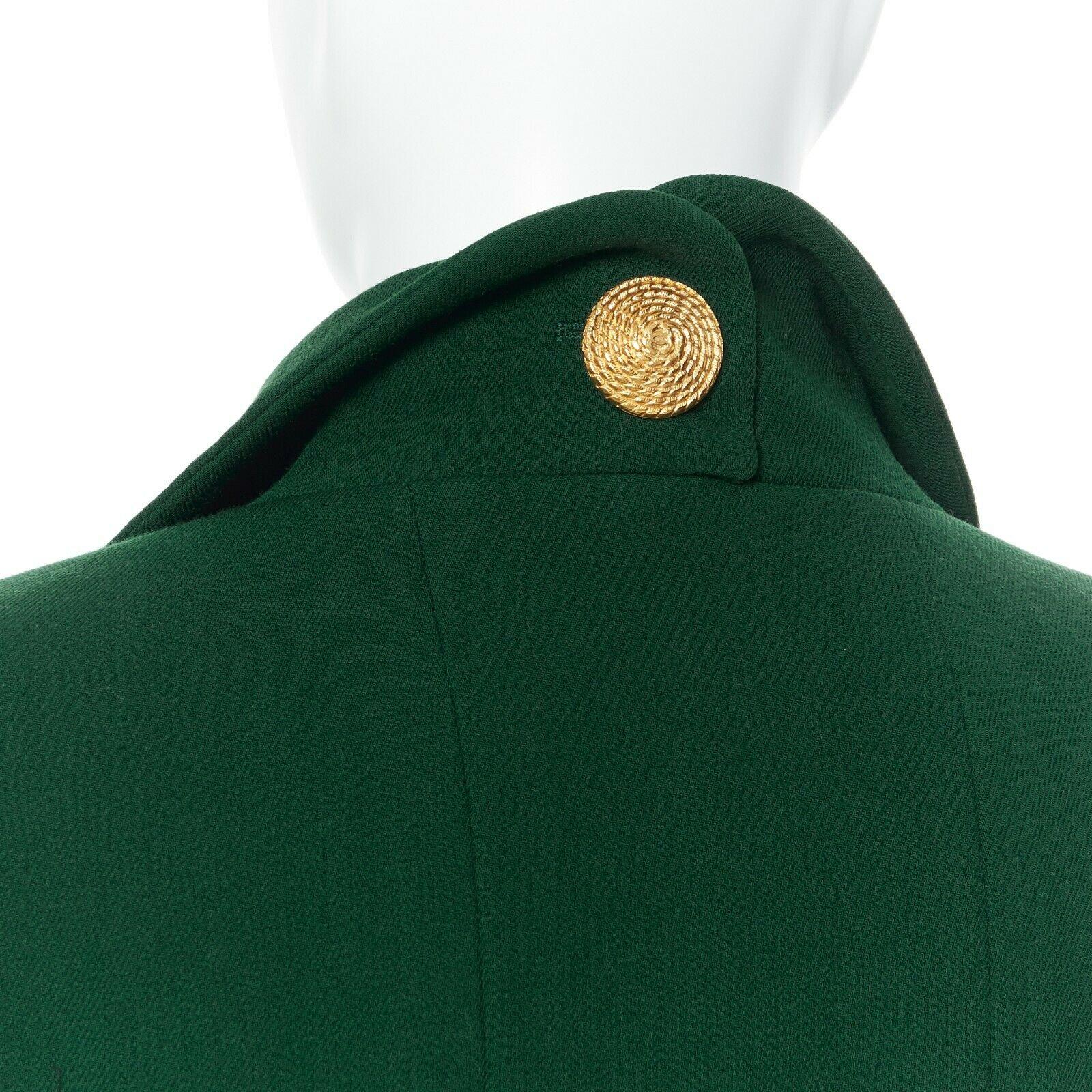 Women's CHANEL 92A vintage emerald green 4 pockets gold buttons tailored jacket