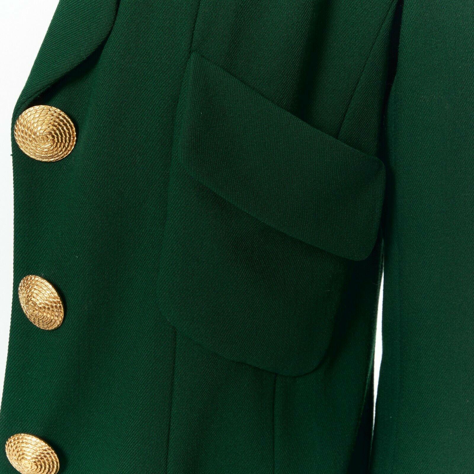 CHANEL 92A vintage emerald green 4 pockets gold buttons tailored jacket 1