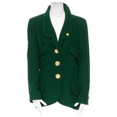 CHANEL 92A vintage emerald green 4 pockets gold buttons tailored jacket