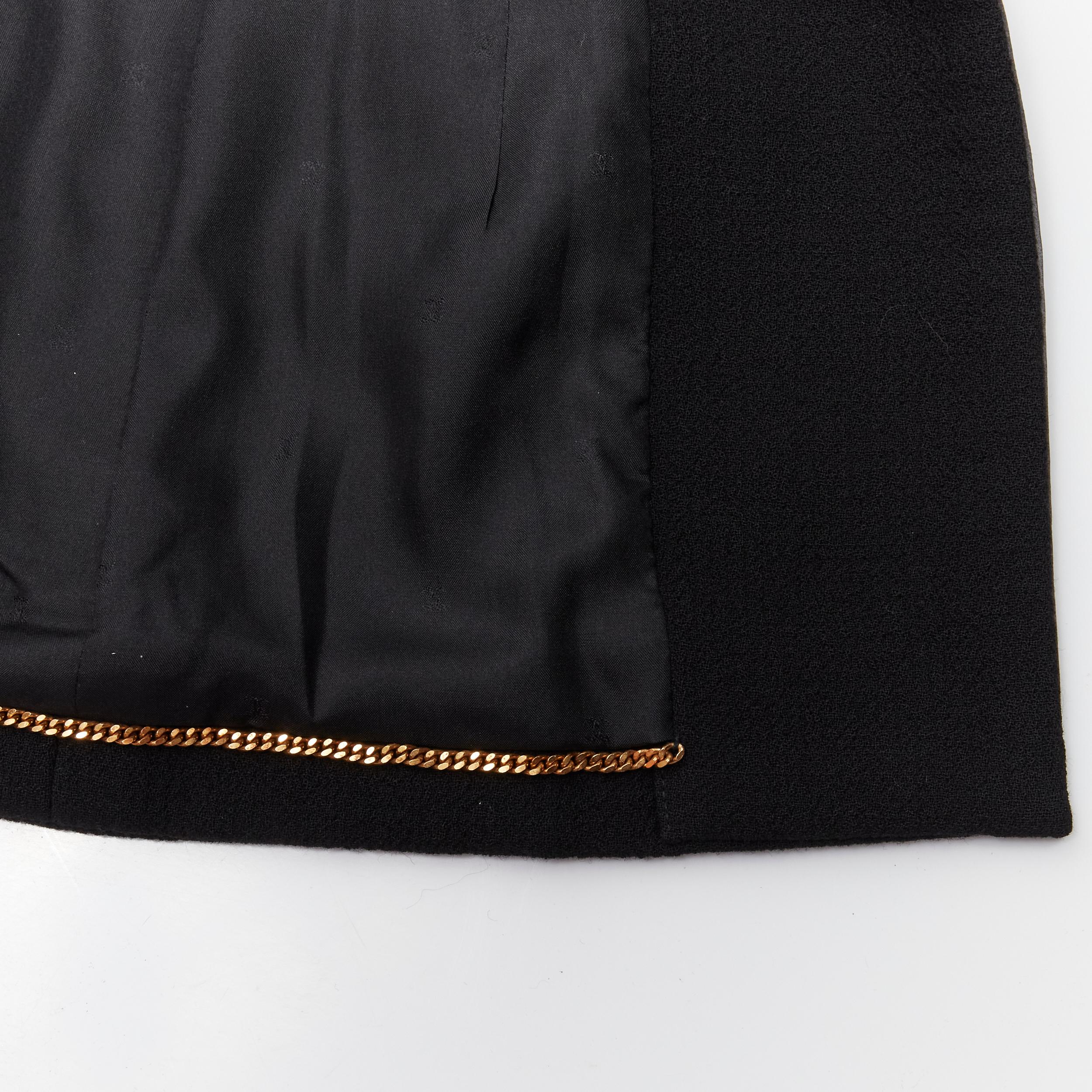 CHANEL 92P Vintage black patent trim Camellia 4-pocket jacket skirt FR34 XS 13
