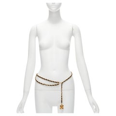 CHANEL 93A Retro Runway gold Lucky 4 leaf clover leather double chain belt