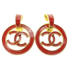 Chanel 22V Triple CC Logo Dangle Earrings Pierced 70cc718s