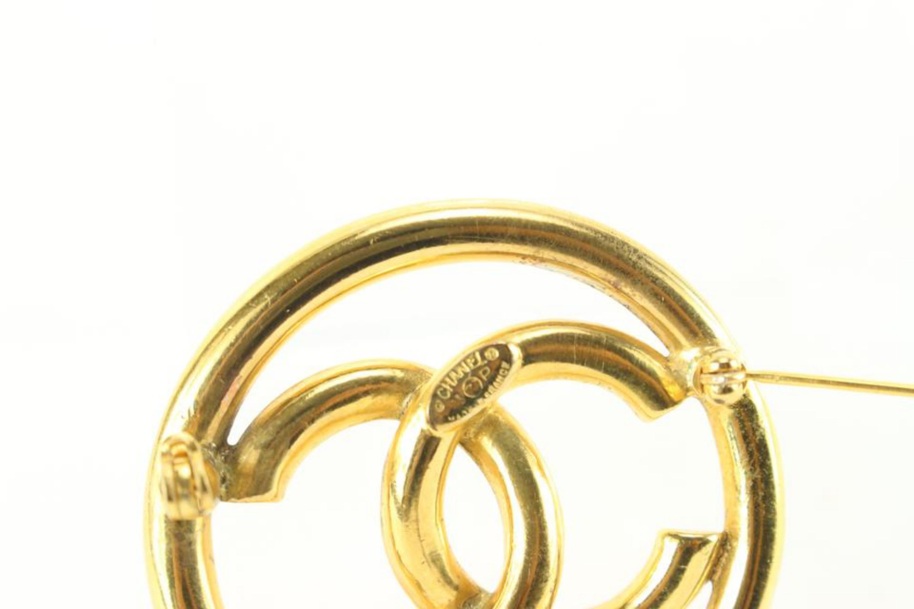 Chanel 93P 24k Gold Plate CC Logo Circle Brooch Pin 31ck824s For Sale 5