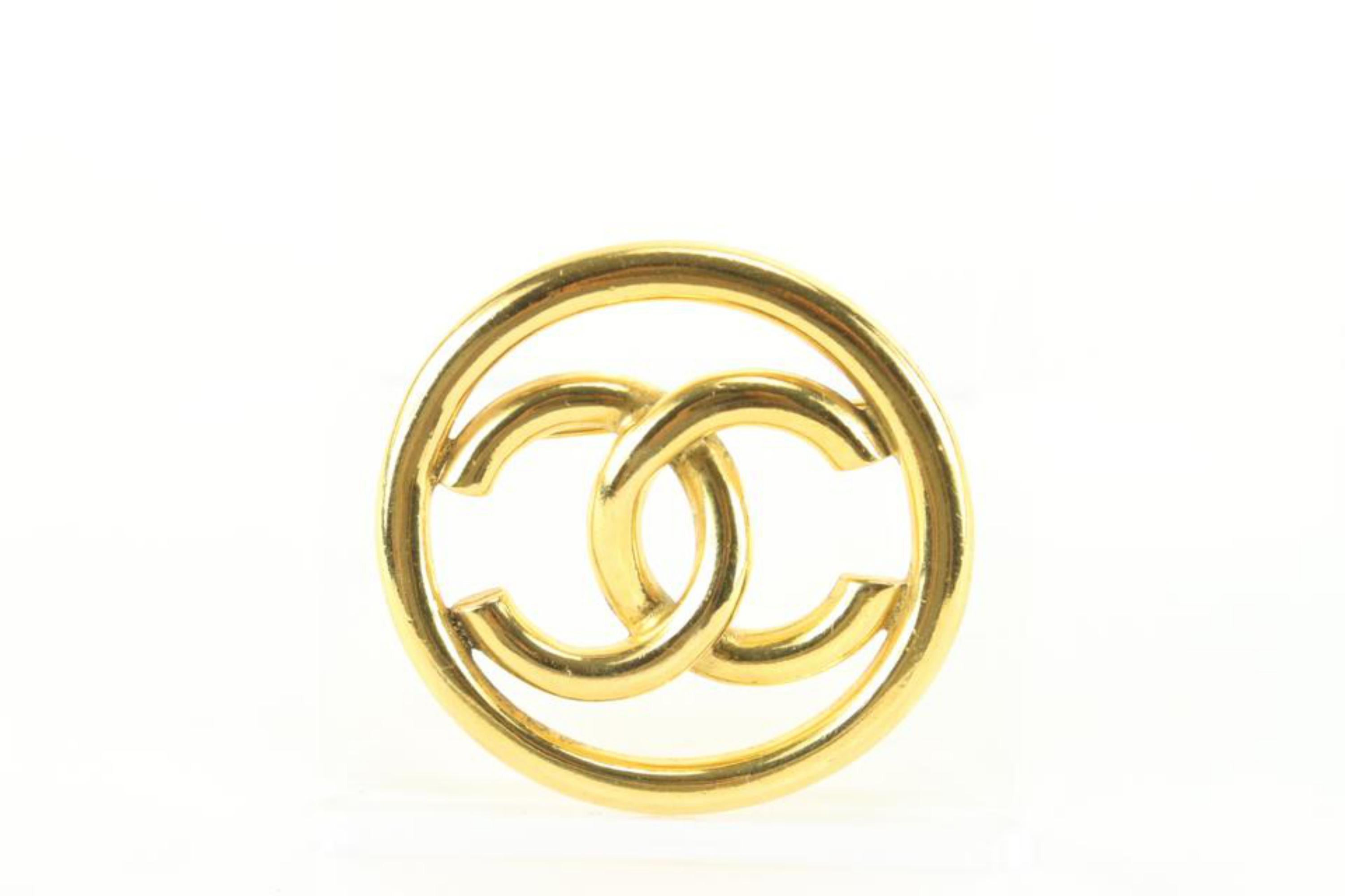 Chanel 93P 24k Gold Plate CC Logo Circle Brooch Pin 31ck824s For Sale 7