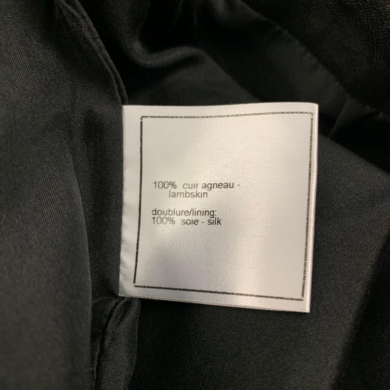 CHANEL 94305 04A Size 6 Black Leather Trumpet Skirt For Sale at 1stDibs