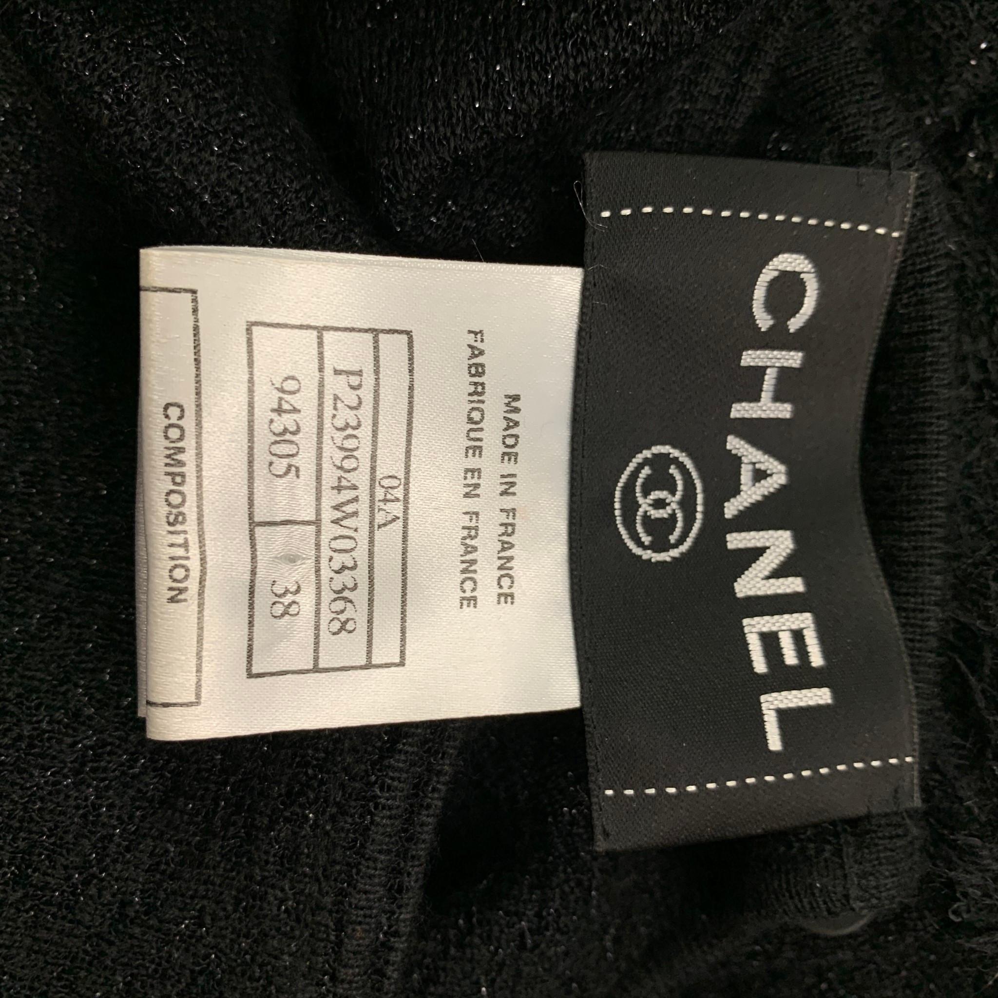 Women's CHANEL 94305 04A Size 6 Black Nylon Belted Sheath Cocktail Dress