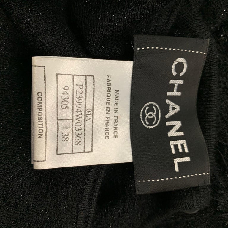 CHANEL 94305 04A Size 6 Black Nylon Belted Sheath Cocktail Dress For ...