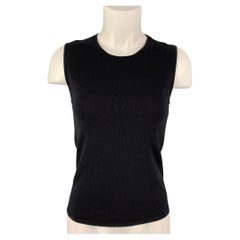 Vintage CHANEL 94305 05C Size 4 Black Cotton Sleeveless Casual Top