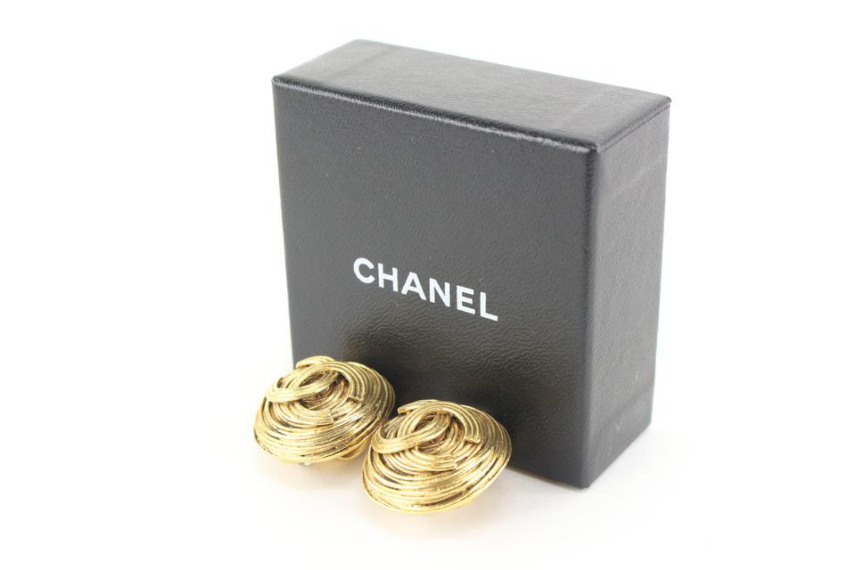 Chanel 94A Gold CC Spiral Earrings 1ck616s 8