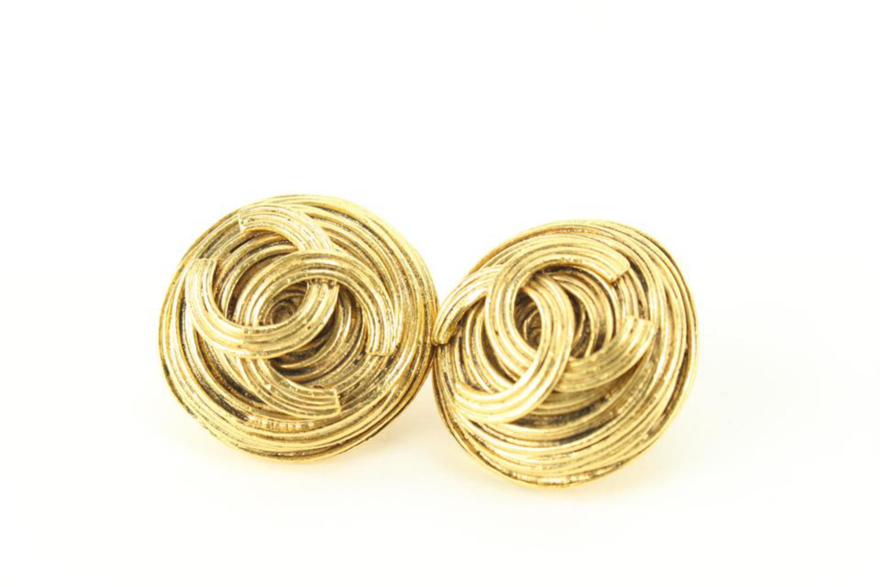Chanel 94A Gold CC Spiral Earrings 1ck616s 4
