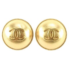 Chanel 94A Gold Plated Round CC Earrings 88cc719s