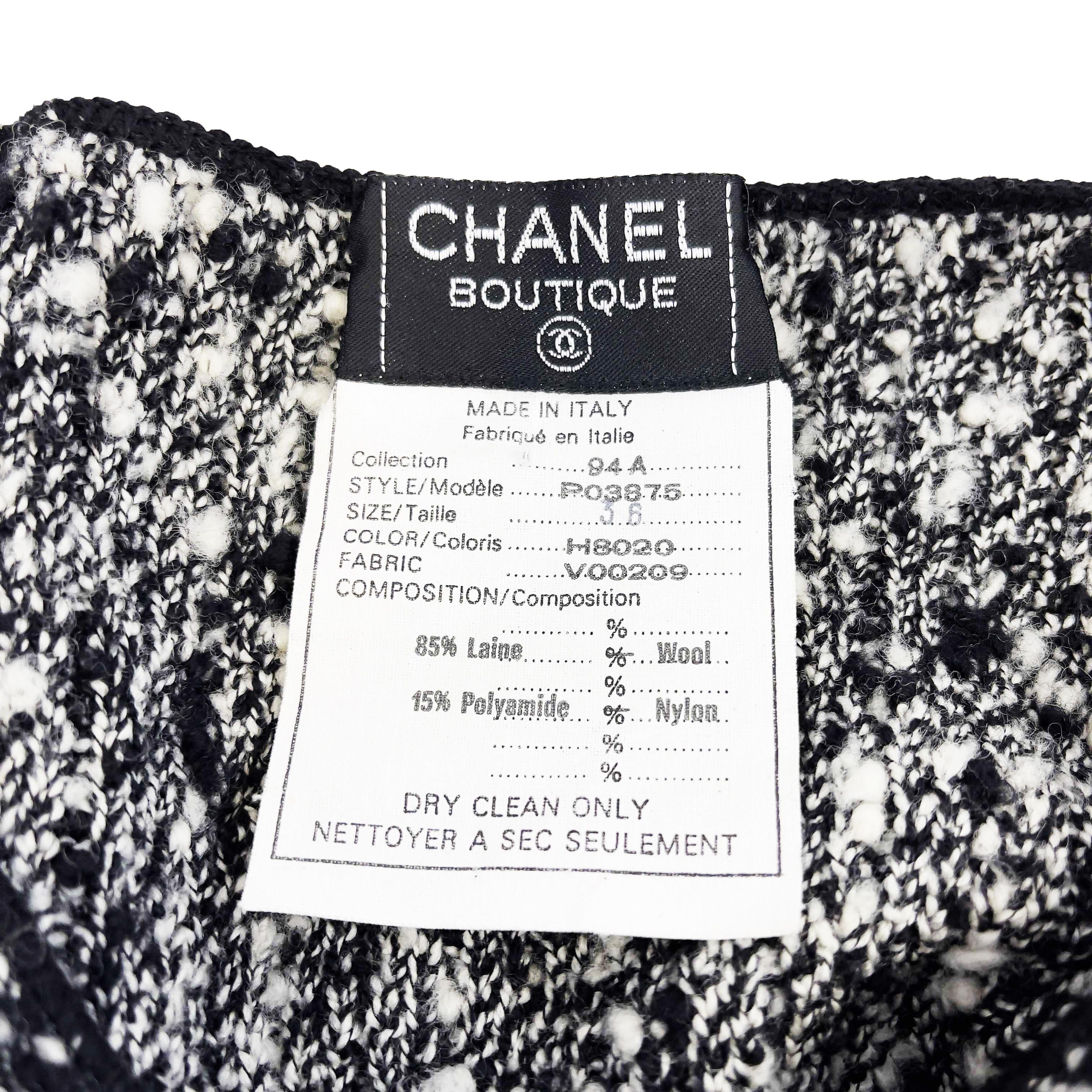 	CHANEL - 94A Knit Clear Sequin Dress - Black & White - 38 US 6 For Sale 3