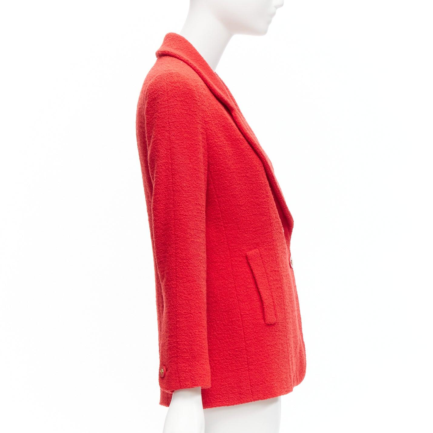 CHANEL 94A Vintage Runway rouge tweed doré bouton CC FR36 S Pour femmes en vente