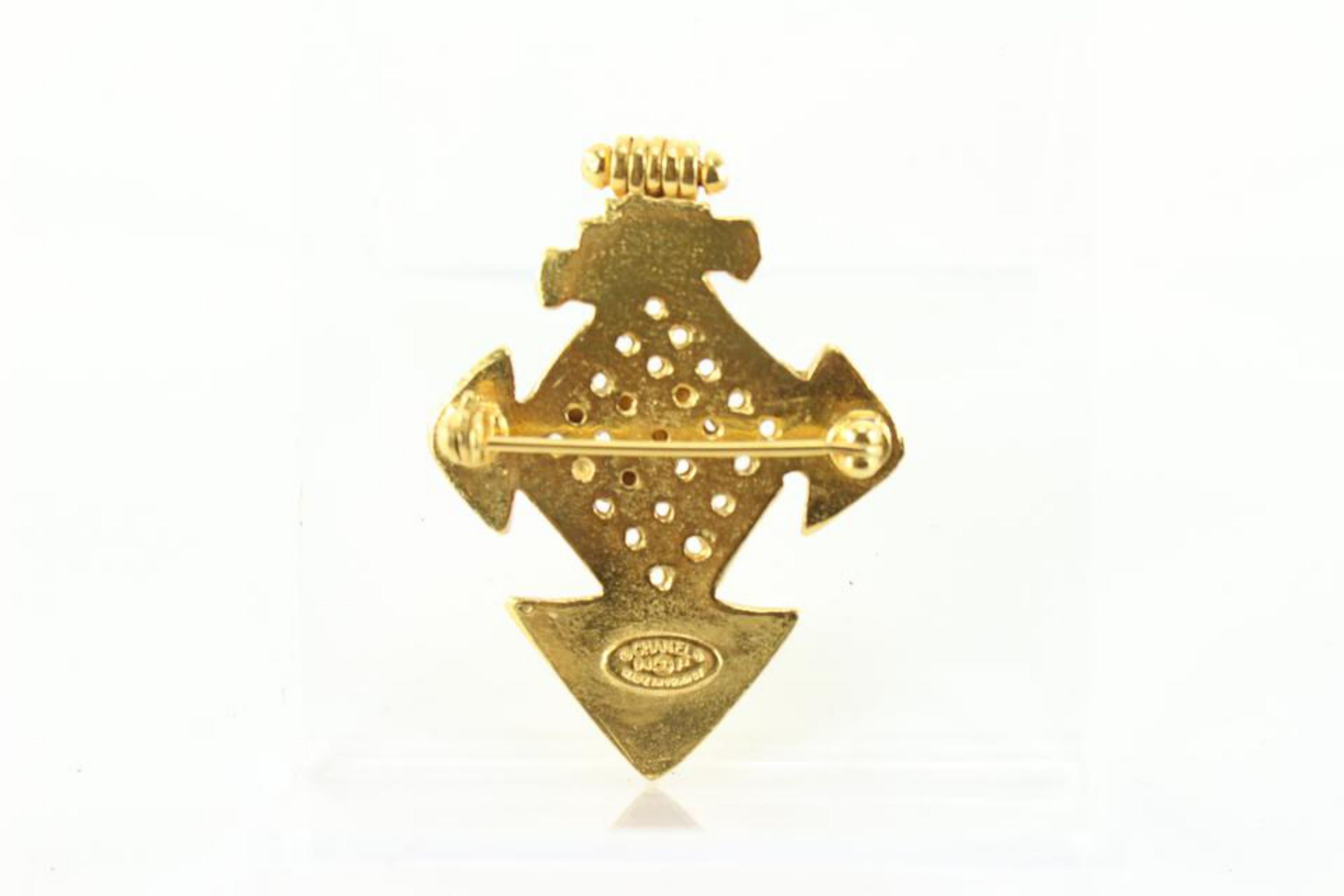 Chanel 94p 24k Gold Plated  CC Cross Brooch Pin 39cc722s For Sale 6
