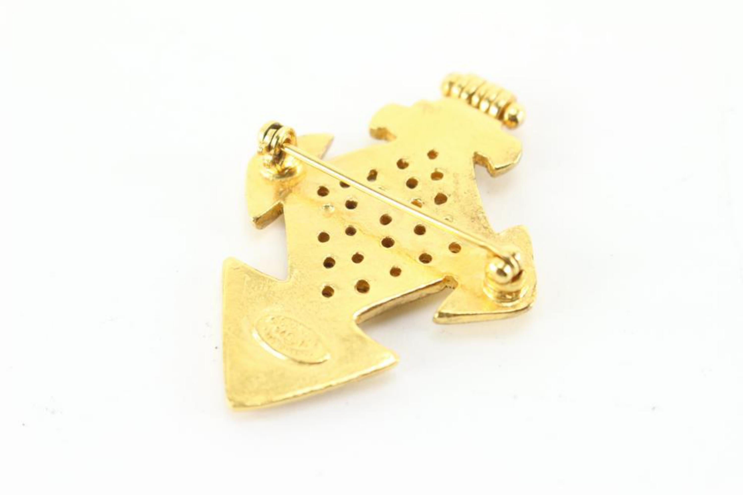 Chanel 94p 24k Gold Plated  CC Cross Brooch Pin 39cc722s For Sale 1