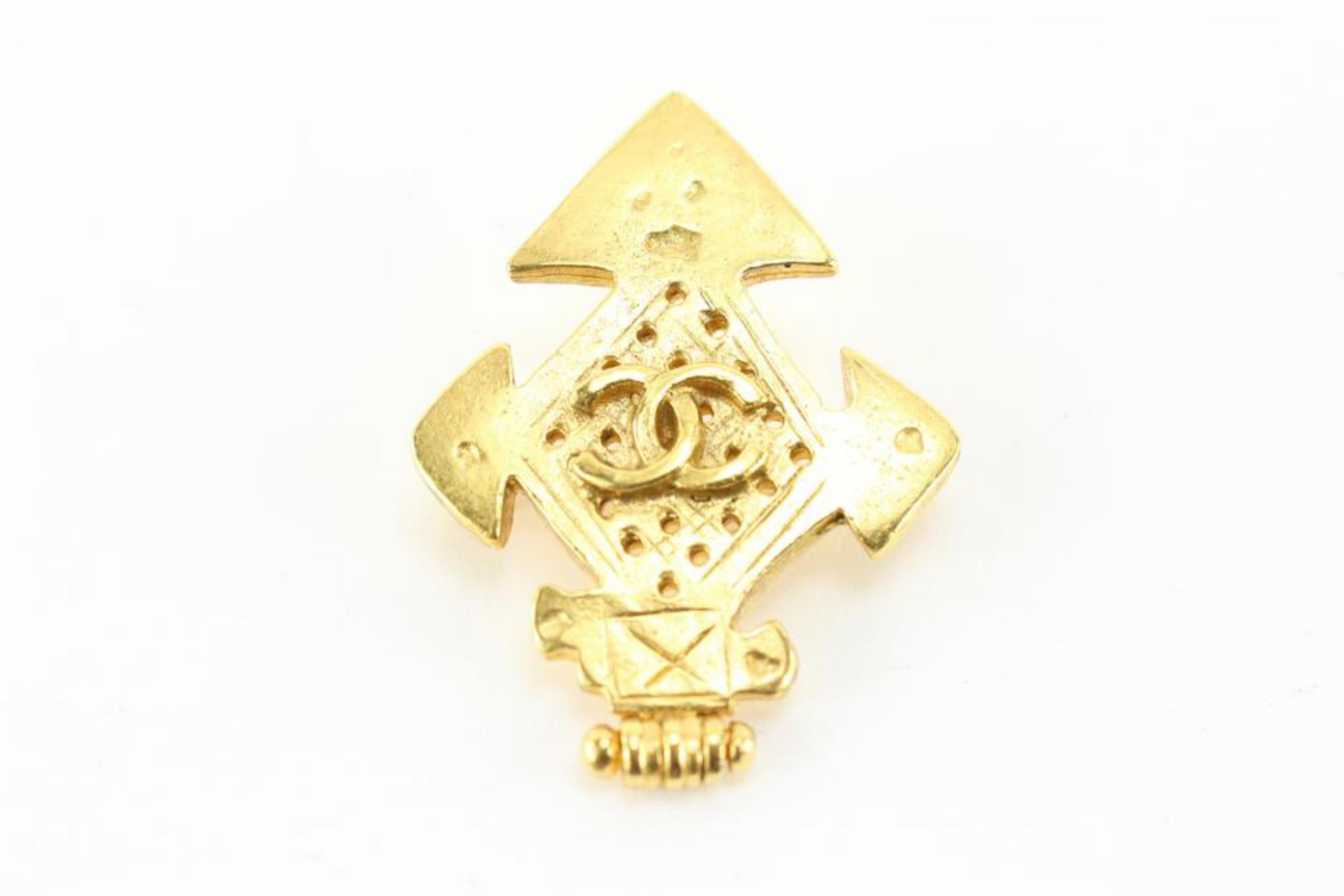 Chanel 94p 24k Gold Plated  CC Cross Brooch Pin 39cc722s For Sale 2