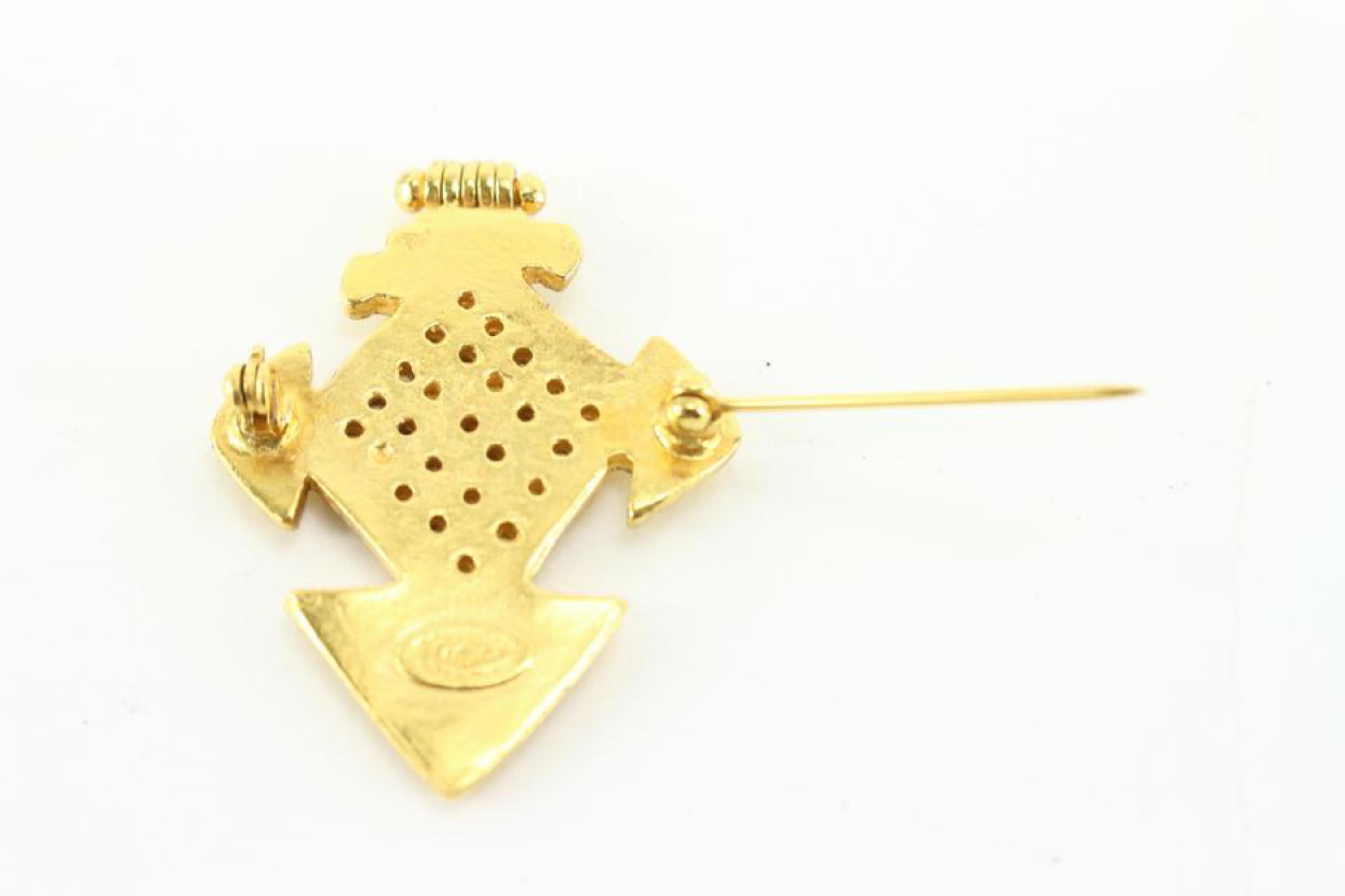 Chanel 94p 24k Gold Plated  CC Cross Brooch Pin 39cc722s For Sale 4
