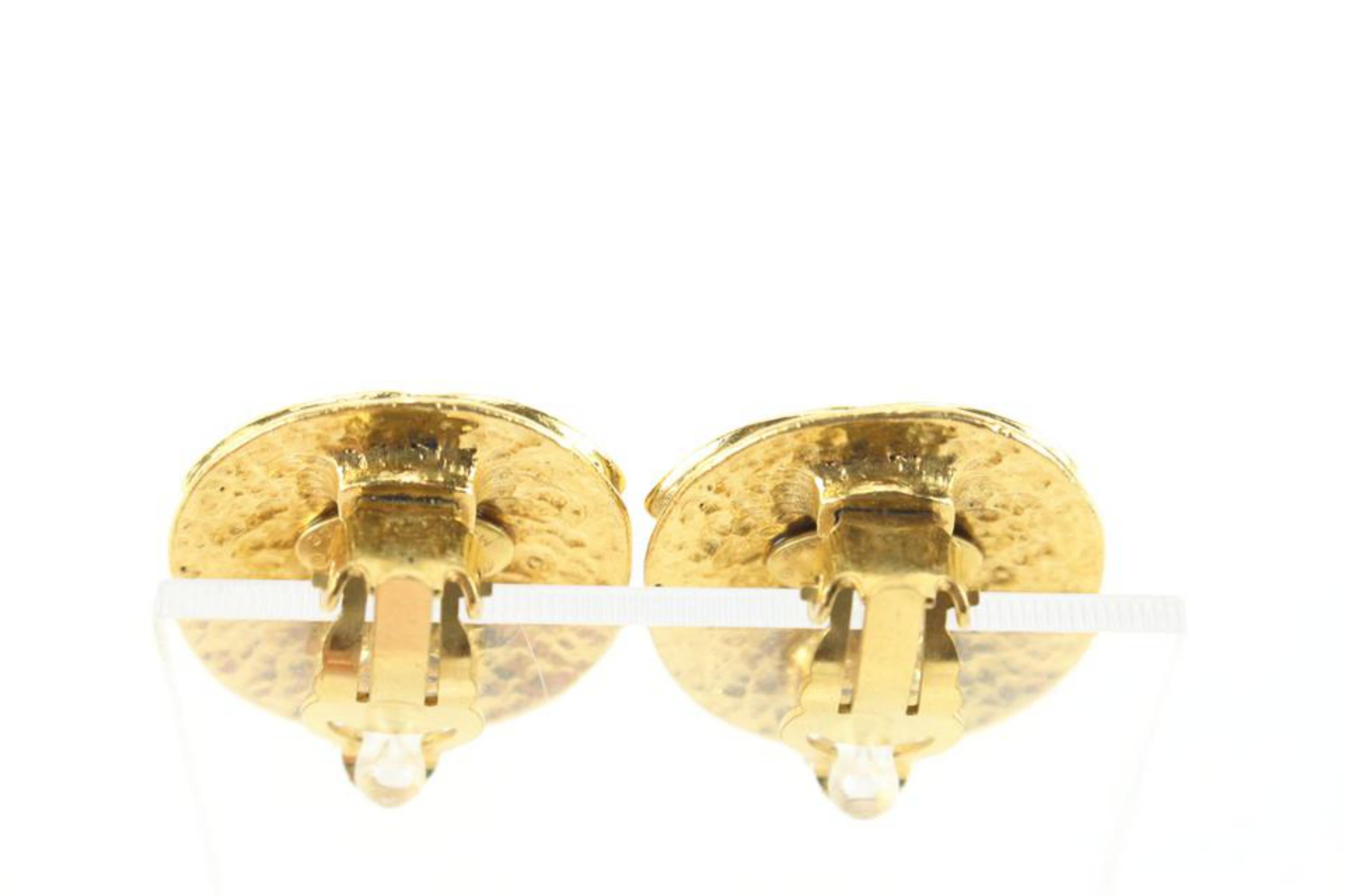 Chanel 94p 24K Gold Plated Hammered CC Logo Earrings 77ck727s 2