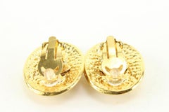 Chanel 94P 24K Gold Plated Shield CC Earrings 79cc711s