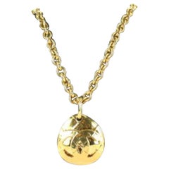 Chanel 94P Gold Plated XL CC Logo Pendant Chain Necklace 56ck614s