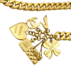Chanel 95A lucky charms pendants golden metal chain belt