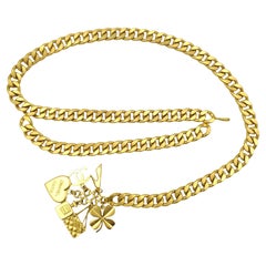 Chanel 95A lucky charms pendants golden metal chain belt