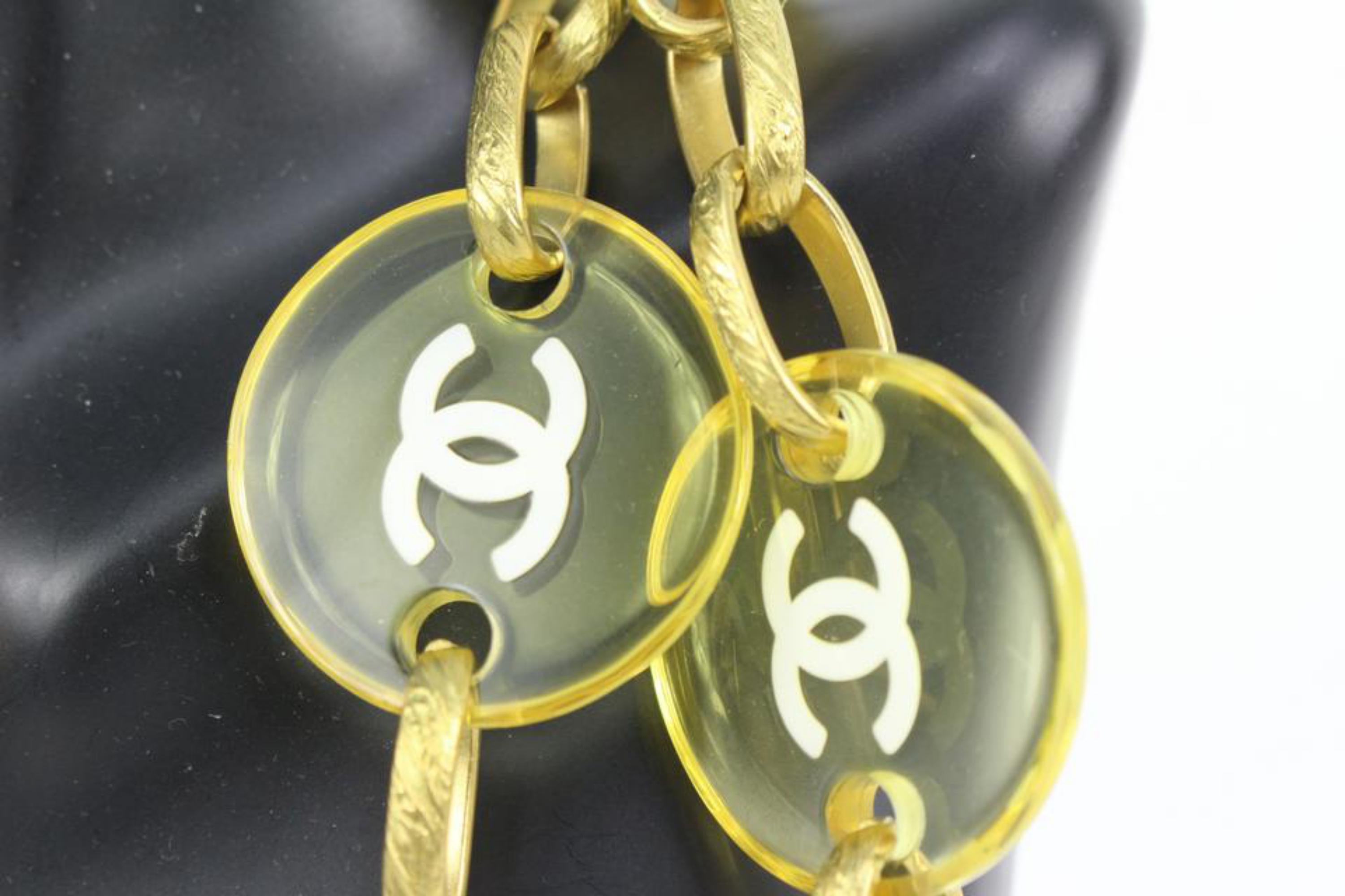 Chanel 95C Clear x Gold CC Chain Belt Necklace 2way 89cz425s In Good Condition For Sale In Dix hills, NY
