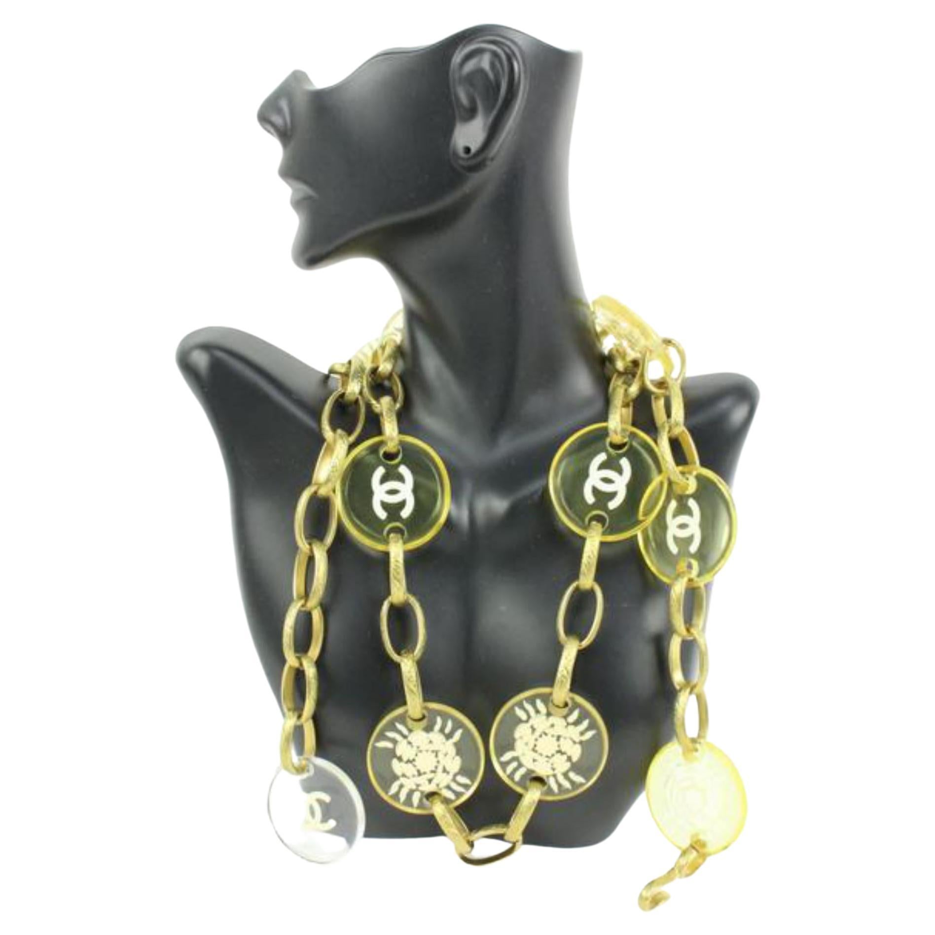 Chanel 95C Klar x Gold CC Kette Gürtel Halskette 2way 89cz425s im Angebot