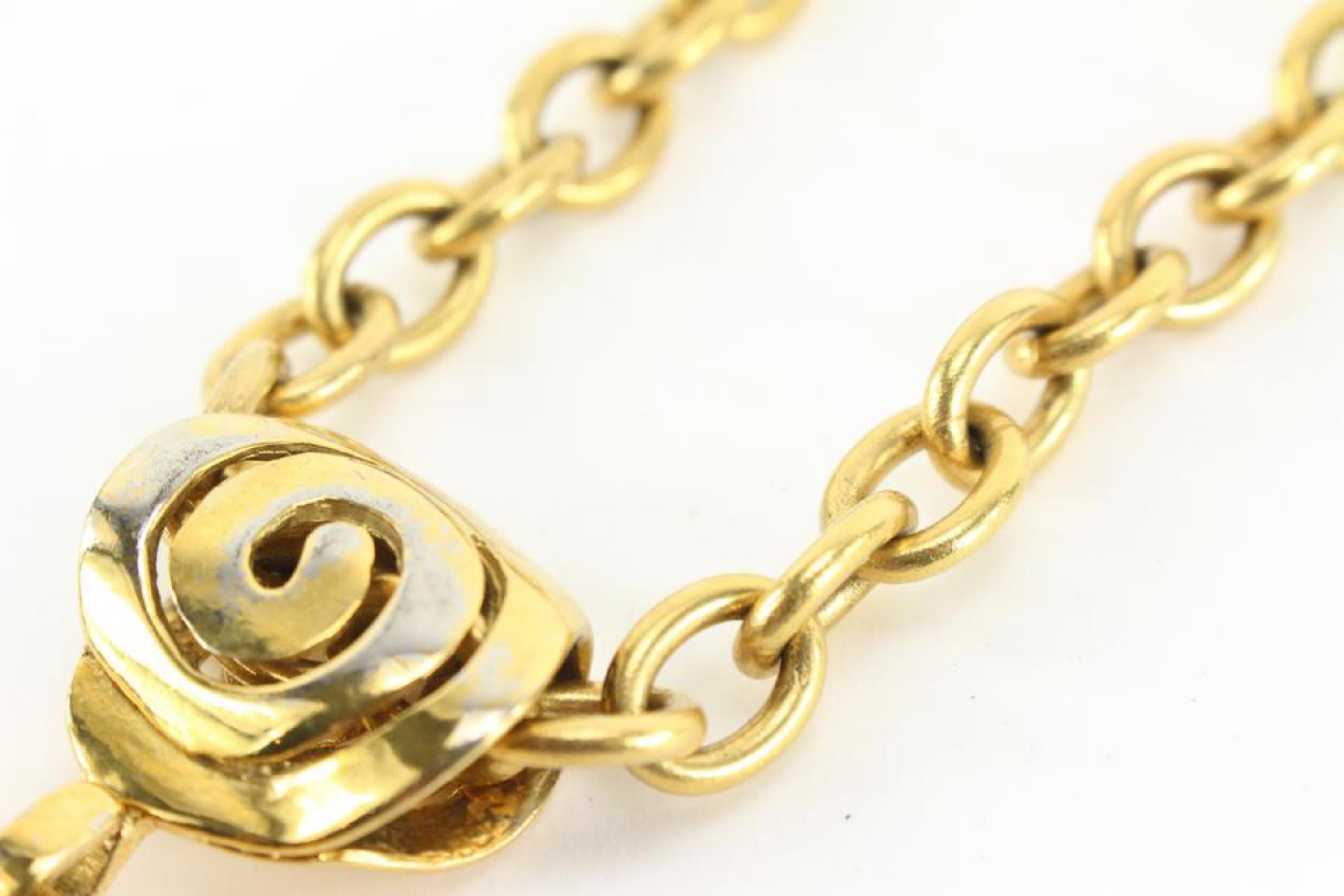 Chanel 95p 24k Gold Plated Jumbo CC Logo Clover Chain Necklace 35cc721s For Sale 2