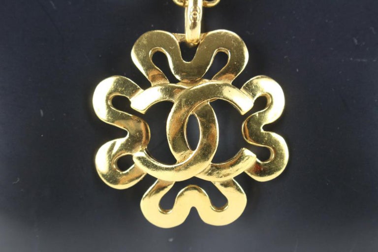 Chanel 95p 24K Gold Plated Jumbo CC Logo Necklace 27cc824s For
