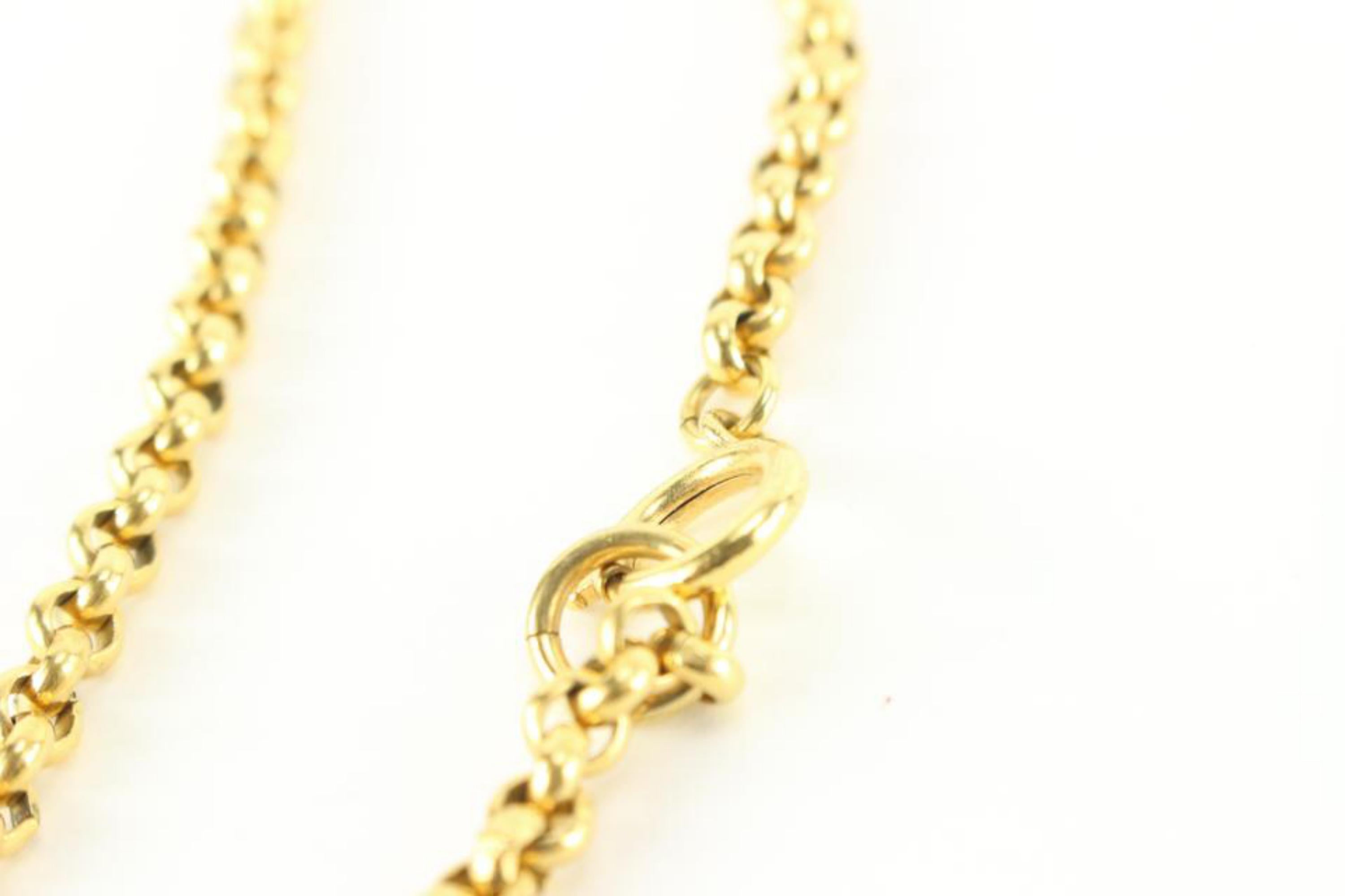 Women's Chanel 95p 24K Gold Plated Jumbo CC Logo Necklace 27cc824s For Sale