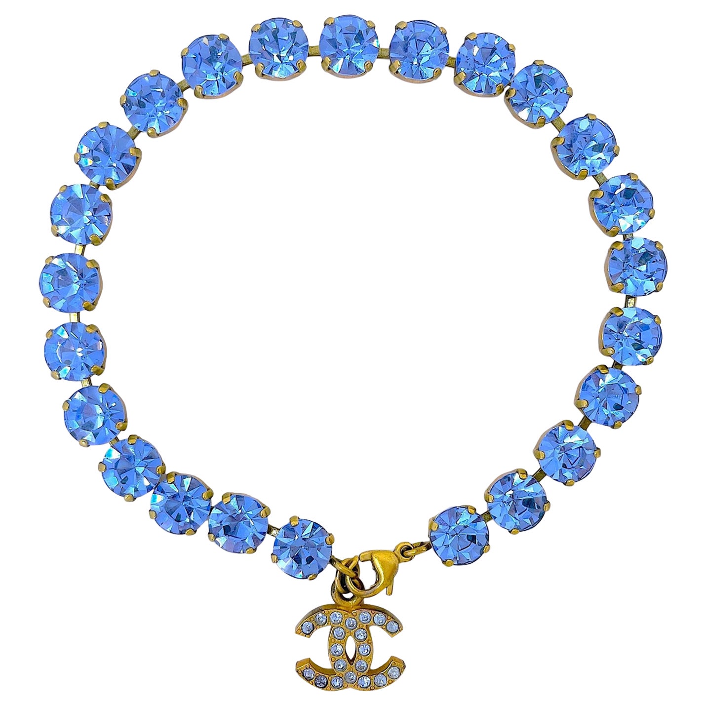 Chanel 95P "Barbie" Blue Crystal Rhinestone Anklet 67549
