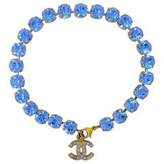 Chanel 95P "Barbie" Tobillera de cristal azul 67549