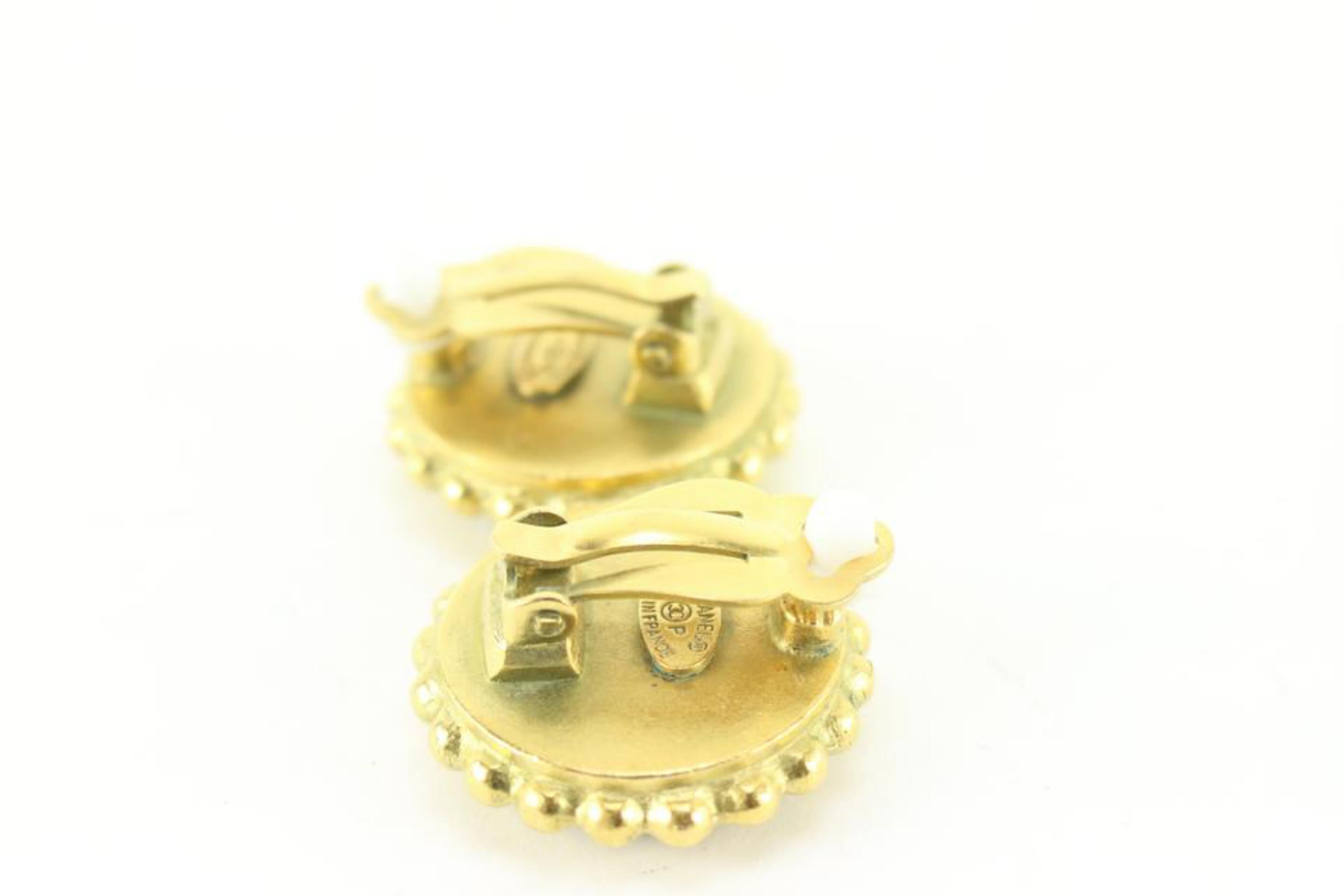 Chanel 95p Black x 24k Gold Plated CC Earrings68cc718s For Sale 6