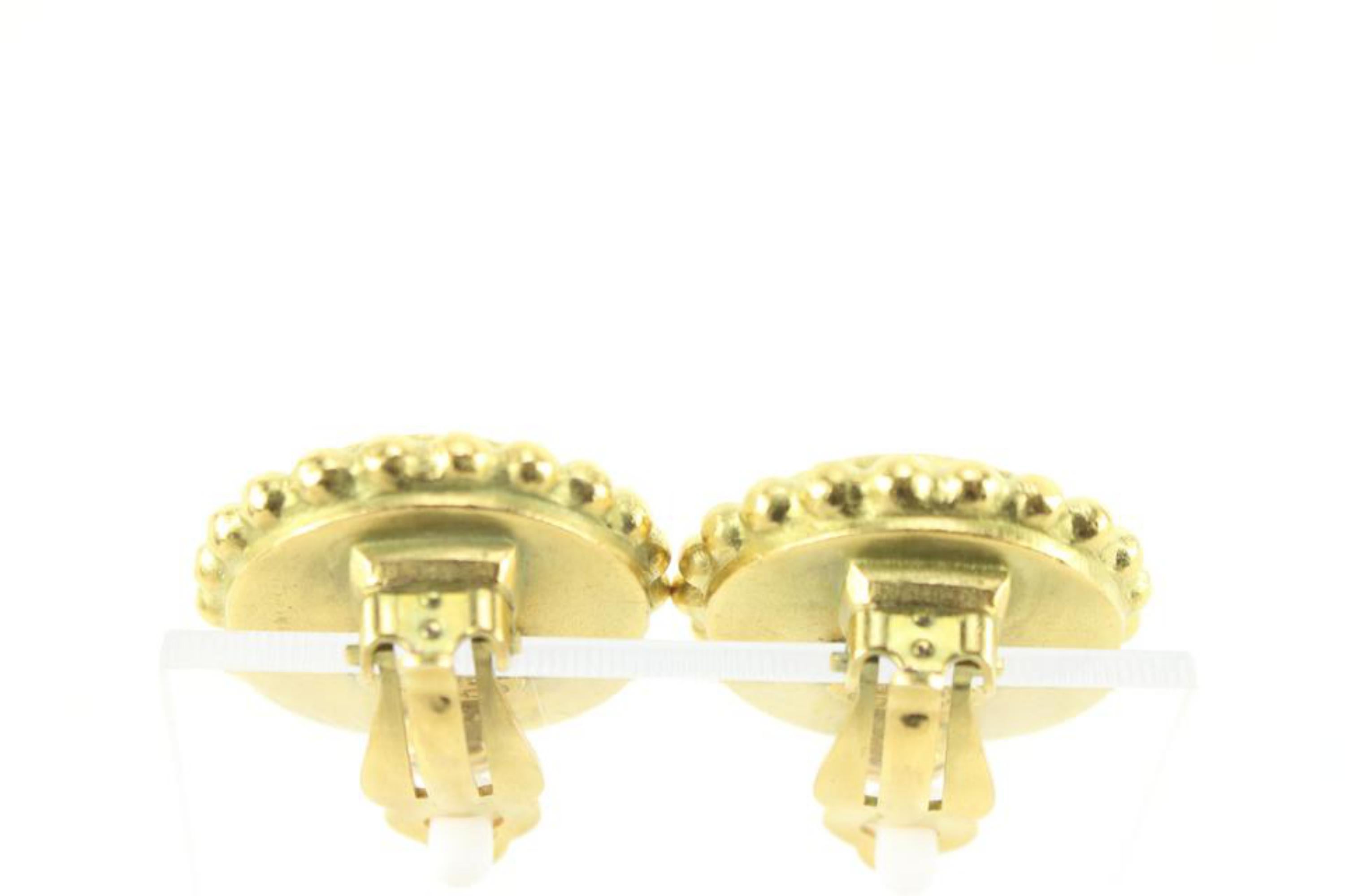 Chanel 95p Black x 24k Gold Plated CC Earrings68cc718s For Sale 1