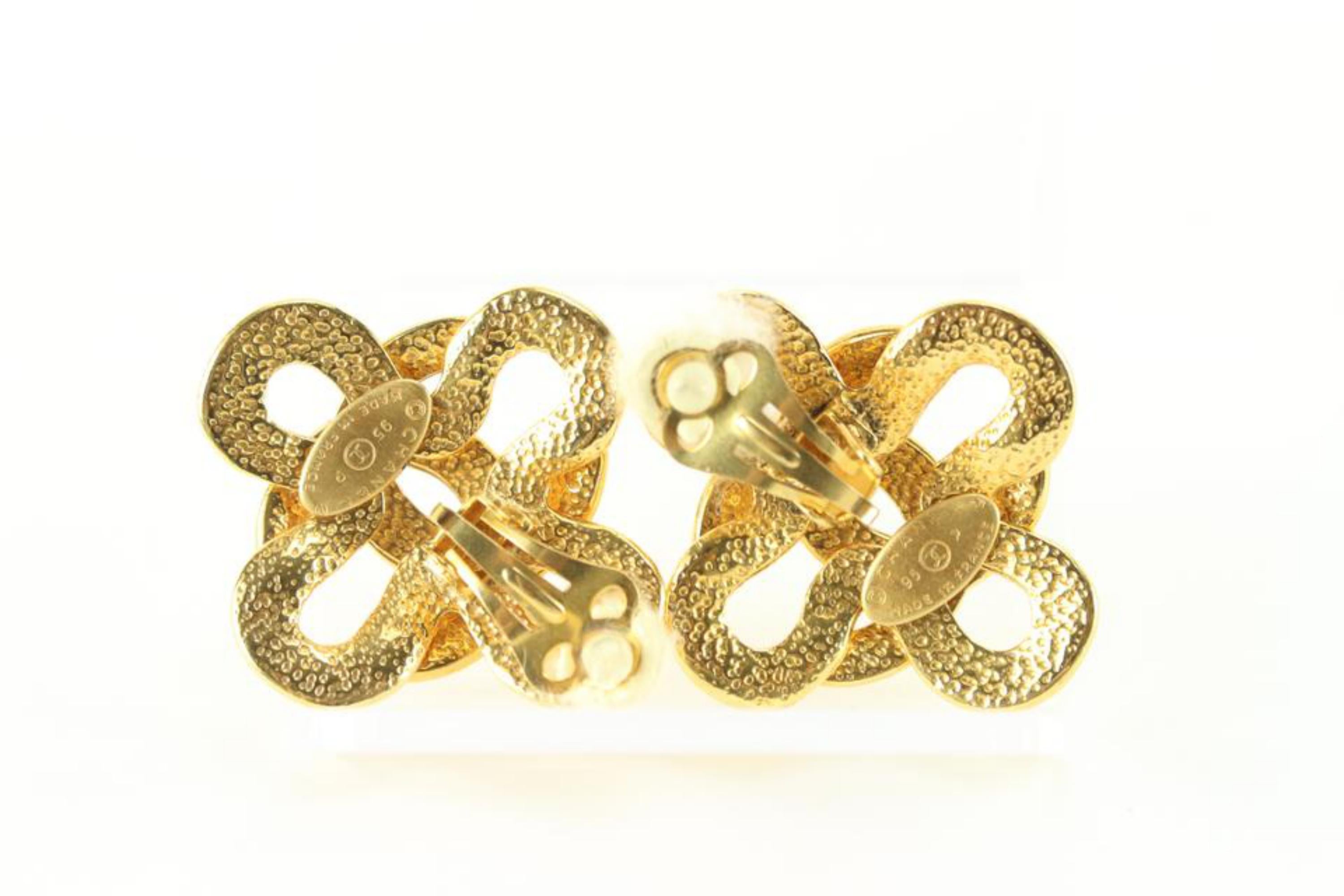 Chanel 95P Gold Plated Clover CC Earrings 46cc825s 5